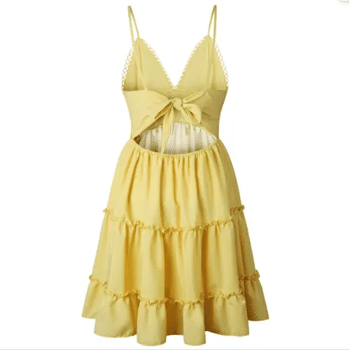 Tie-Back Ruffle Mini Dress