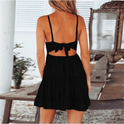 Tie-Back Ruffle Mini Dress