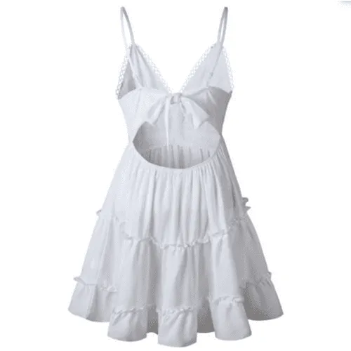 Tie-Back Ruffle Mini Dress