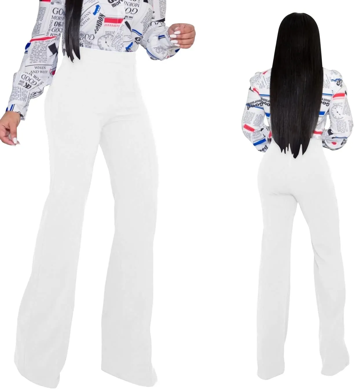 TOPSRANI Women High Waisted Dress Pants Work Trousers Slacks Bottoms Casual Pull On Long Stretch Solid Office Business