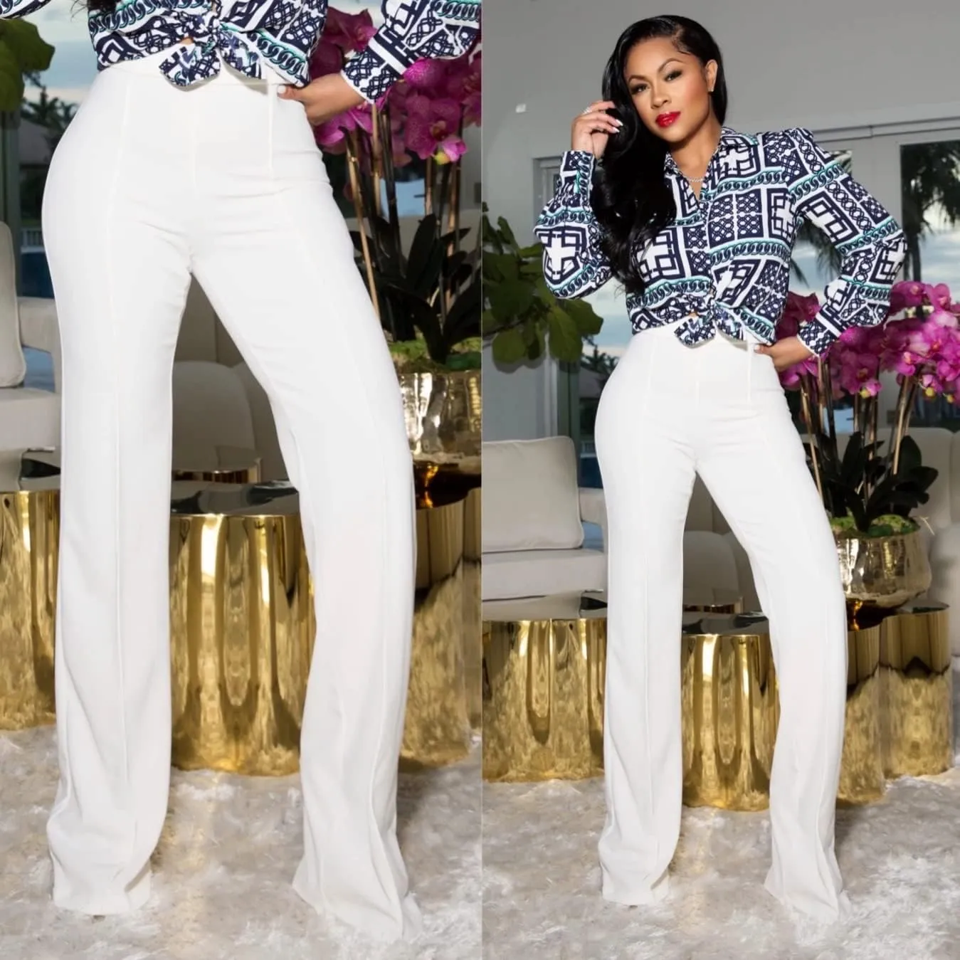 TOPSRANI Women High Waisted Dress Pants Work Trousers Slacks Bottoms Casual Pull On Long Stretch Solid Office Business