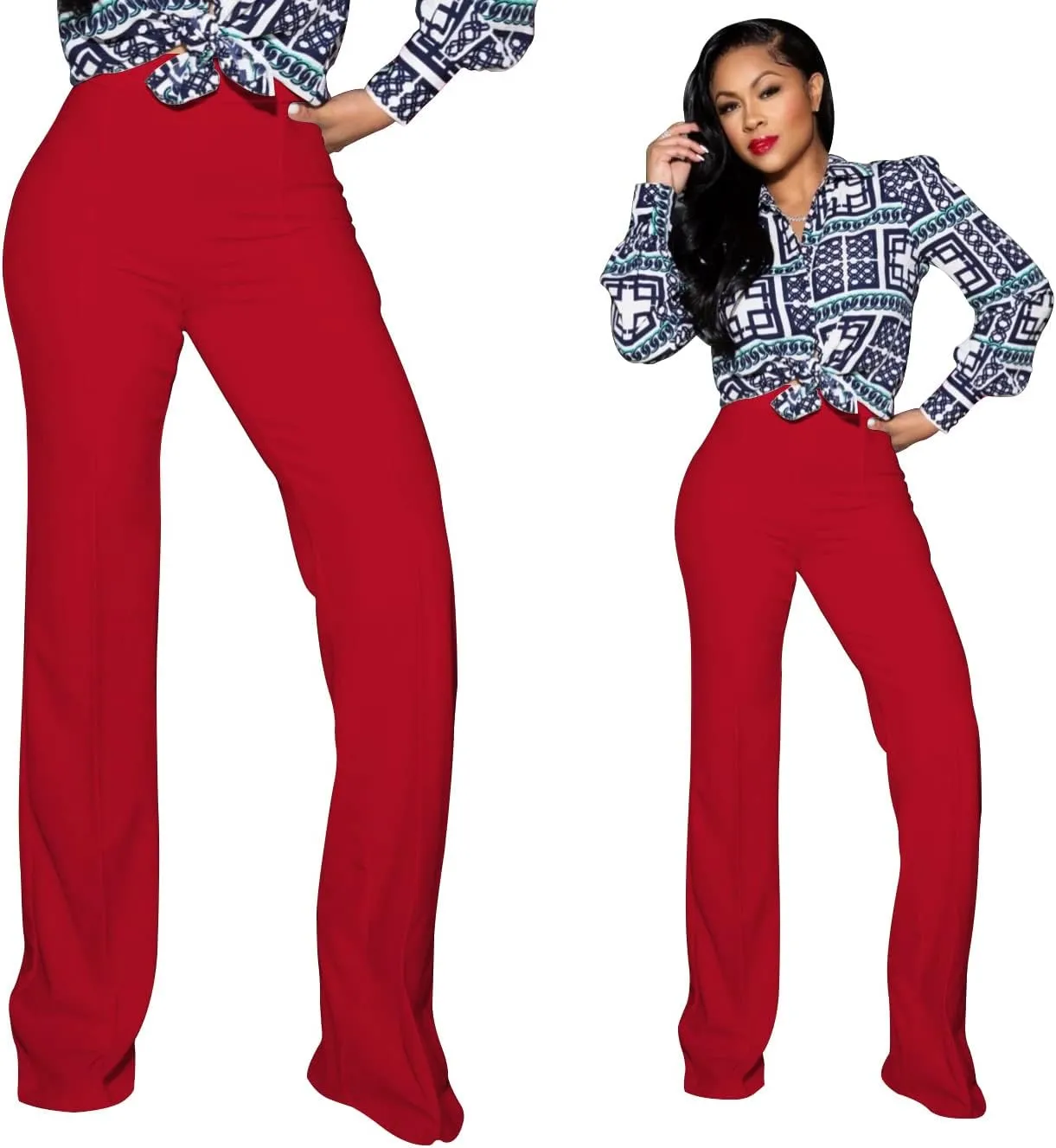 TOPSRANI Women High Waisted Dress Pants Work Trousers Slacks Bottoms Casual Pull On Long Stretch Solid Office Business