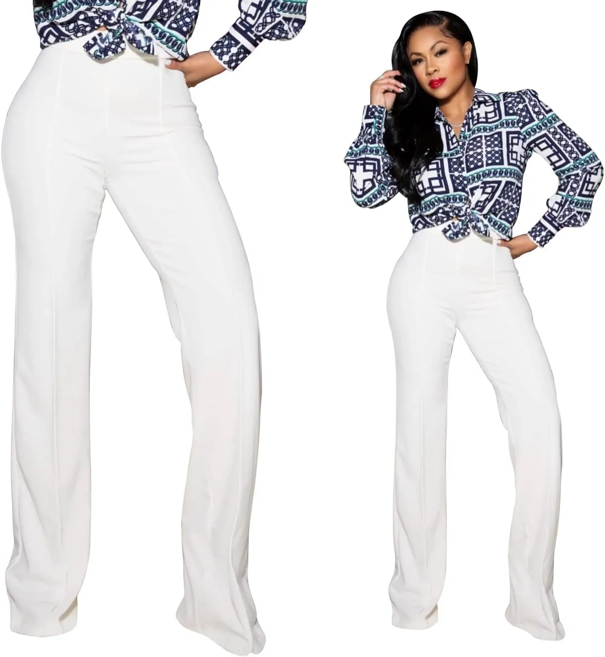 TOPSRANI Women High Waisted Dress Pants Work Trousers Slacks Bottoms Casual Pull On Long Stretch Solid Office Business