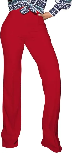 TOPSRANI Women High Waisted Dress Pants Work Trousers Slacks Bottoms Casual Pull On Long Stretch Solid Office Business