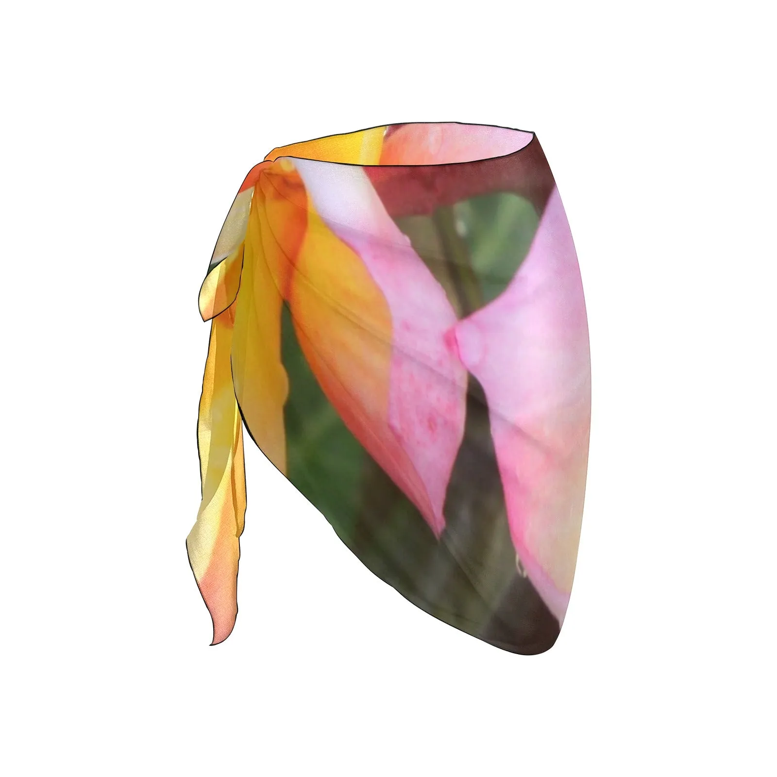 Tri Colour Frangipanis 02 Short Chiffon Sarong Wrap up to 5 XL (FWS)