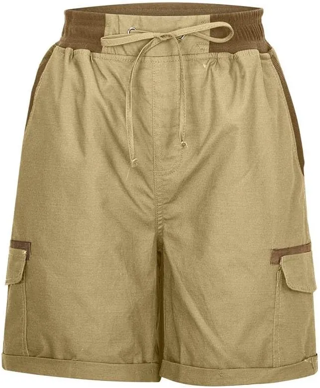 TUNUSKAT Womens Cargo Shorts Cotton High Waisted Hiking Short Pants Summer Casual SweatShorts Outdoor Outfits with Pockets