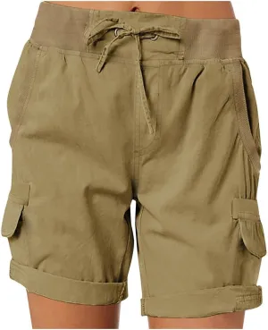 TUNUSKAT Womens Cargo Shorts Cotton High Waisted Hiking Short Pants Summer Casual SweatShorts Outdoor Outfits with Pockets