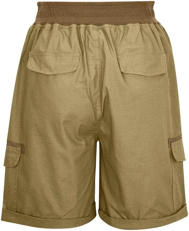 TUNUSKAT Womens Cargo Shorts Cotton High Waisted Hiking Short Pants Summer Casual SweatShorts Outdoor Outfits with Pockets