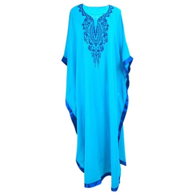 Turkish Style Chiffon Embroidered Bikini Cover Dress