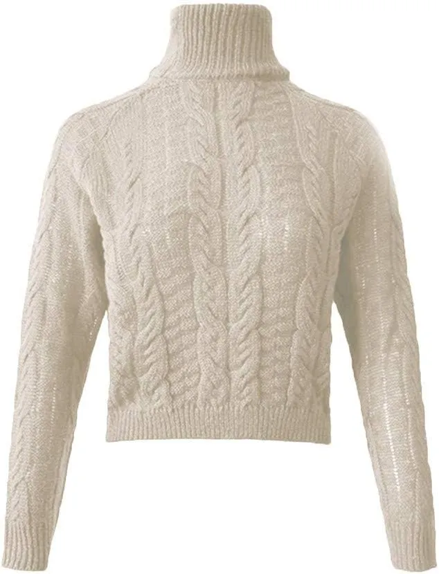 Turtleneck Oversized Sweaters Casual Long Sleeve Cropped Chunky Knit Jumper Tops