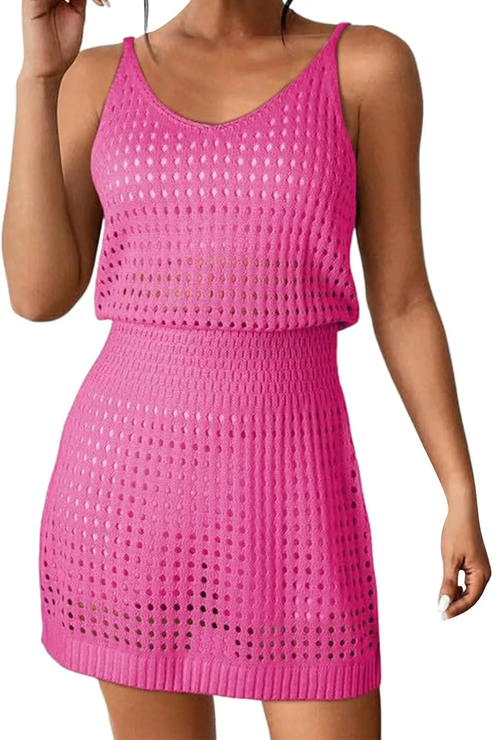 Vacation Dresses for Women Crochet Hollow Out Knit Swimsuit Cover Up Summer Beach Bathing Suit Outfits