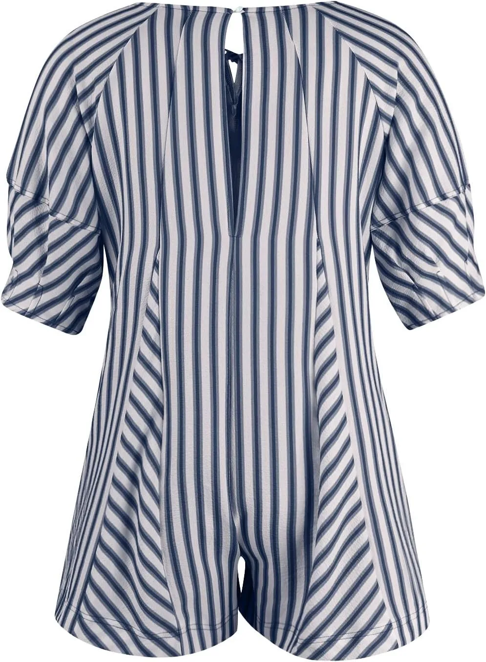 WANZZXCSL Jumpsuits for Women 2024 Dressy Summer Casual Wide Leg Short Jumpsuit Shirt Stripe Short Sleeve Rompers