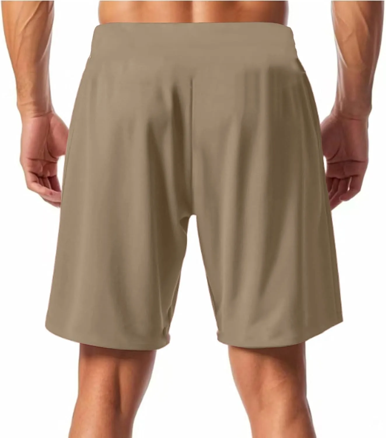 WENKOMG1 Mens Cotton Linen Shorts Lightweight Breathable Summer Linen Shorts Elastic Waist Drawstring Lounge Pants