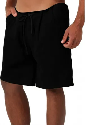 WENKOMG1 Mens Cotton Linen Shorts Lightweight Breathable Summer Linen Shorts Elastic Waist Drawstring Lounge Pants