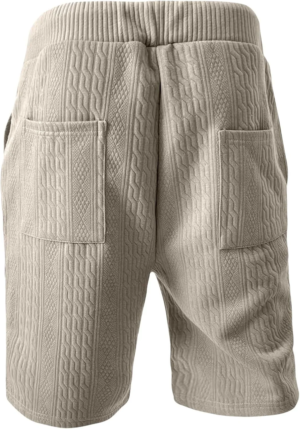 WENKOMG1 Mens Gym SweatShorts Casual Jacquard Elastic Waist About Knee Jogging 7 Inch SweatShorts