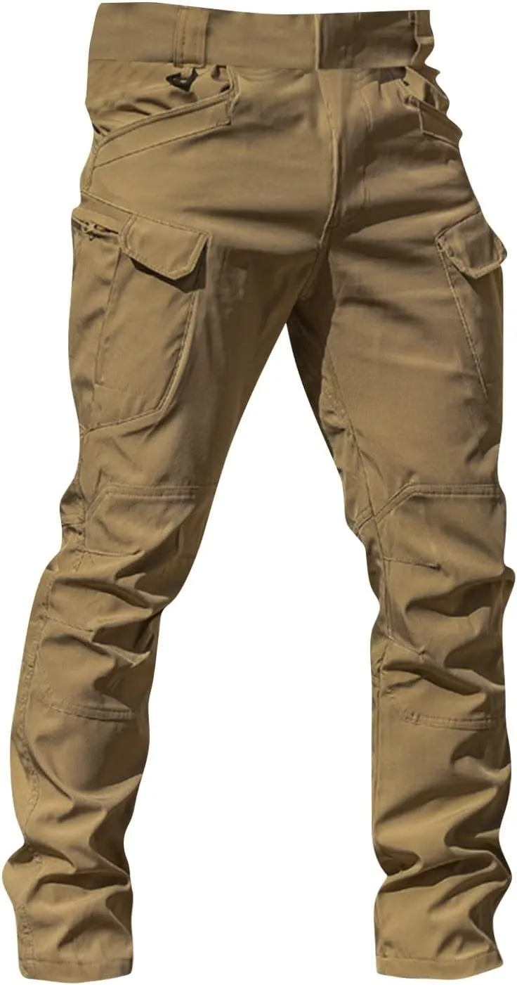 WENKOMG1 Stretchy Cargo Pants for Men,Solid/Camouflage Military Pants Multi Function Multi Pockets Tactical Pants