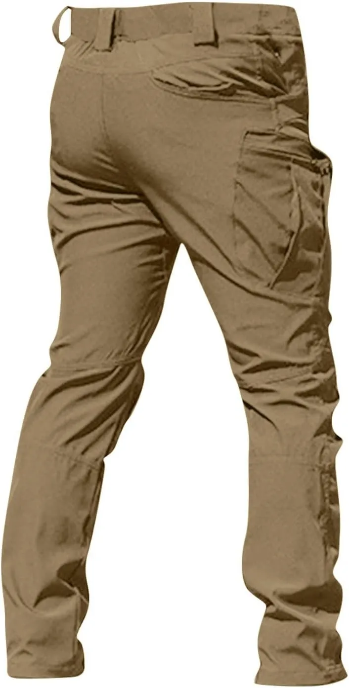 WENKOMG1 Stretchy Cargo Pants for Men,Solid/Camouflage Military Pants Multi Function Multi Pockets Tactical Pants