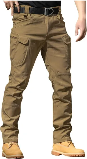 WENKOMG1 Stretchy Cargo Pants for Men,Solid/Camouflage Military Pants Multi Function Multi Pockets Tactical Pants