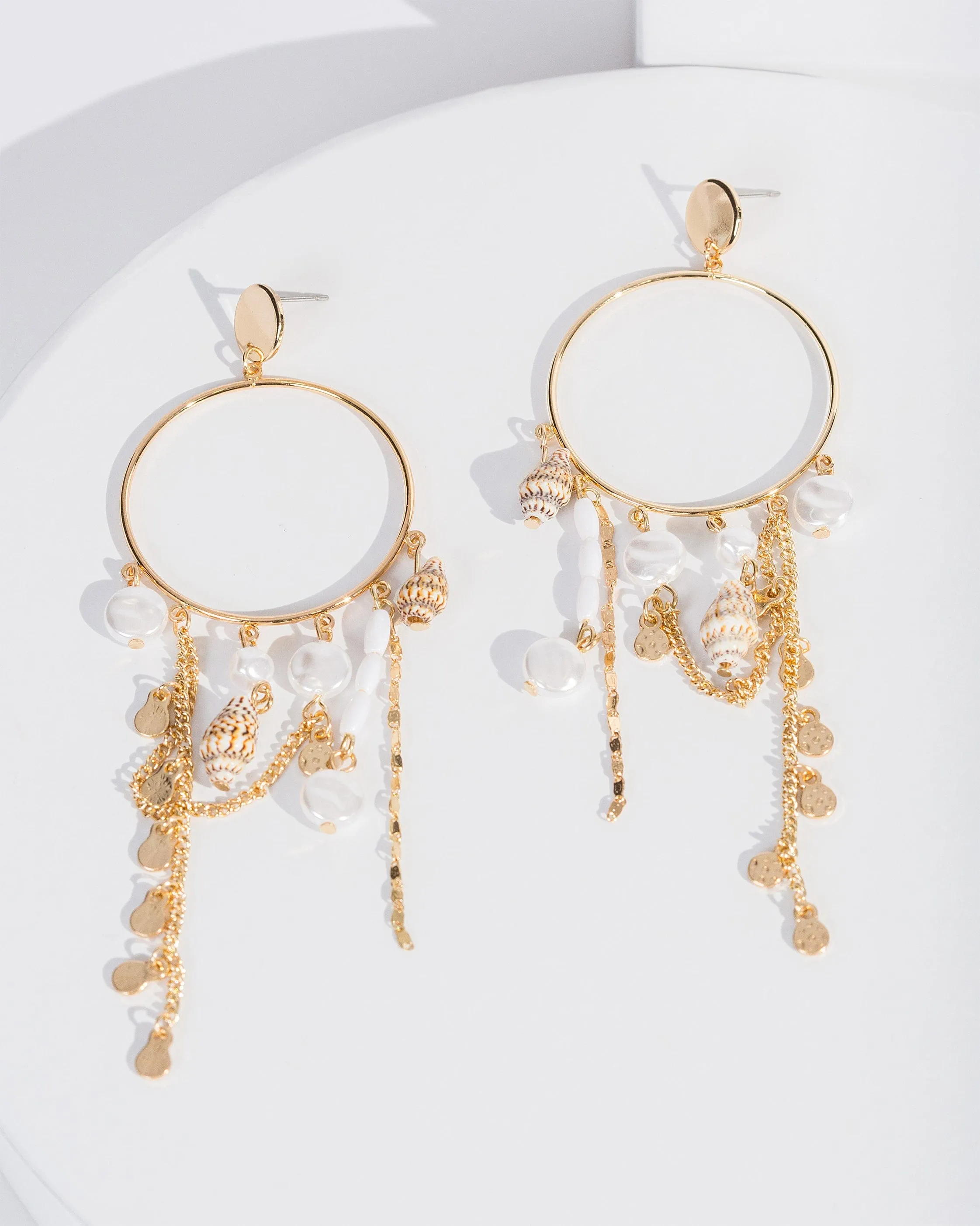 White Gypsy Shell Statement Earrings
