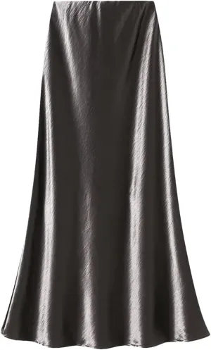Women Autumn Fashion Slim Fit Skirts Pleated Flowing Satin Tight Midi Skirt Party Skirt