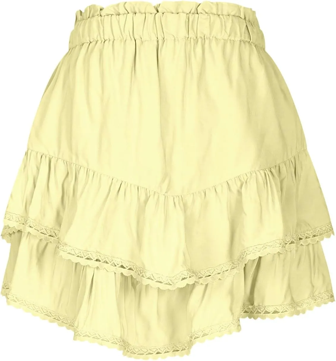 Women Boho Ruffle Mini Skirts 2025 Summer Elastic Waist Tiered Swing Short Skirt Beachwear Resort Wear Outfits