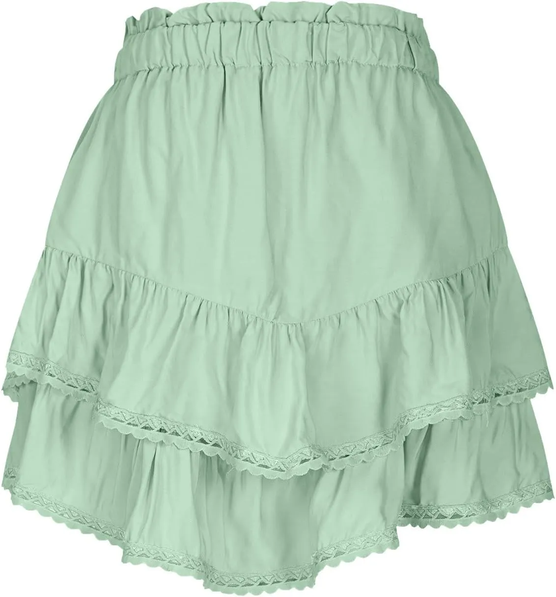 Women Boho Ruffle Mini Skirts 2025 Summer Elastic Waist Tiered Swing Short Skirt Beachwear Resort Wear Outfits