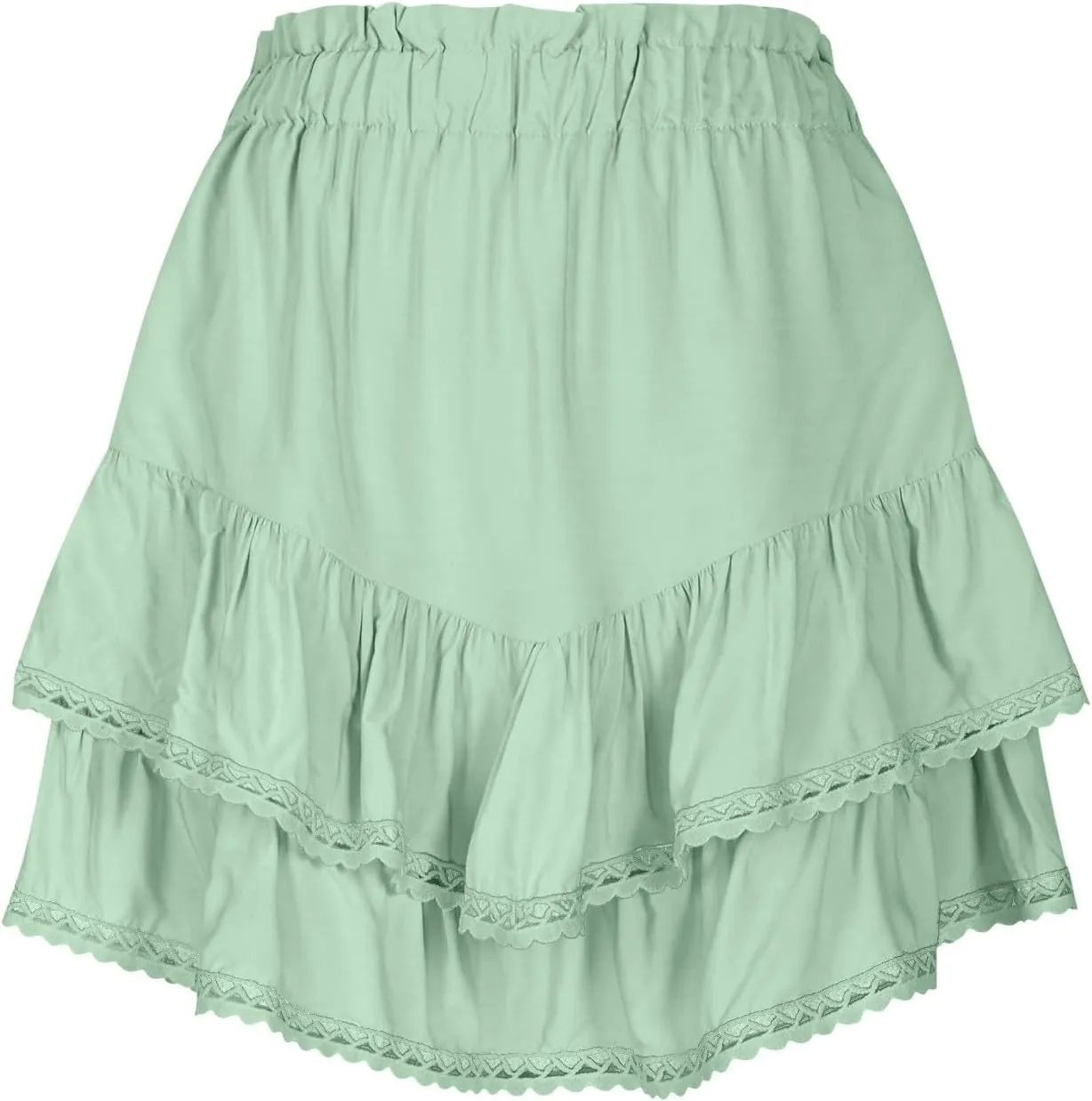 Women Boho Ruffle Mini Skirts 2025 Summer Elastic Waist Tiered Swing Short Skirt Beachwear Resort Wear Outfits