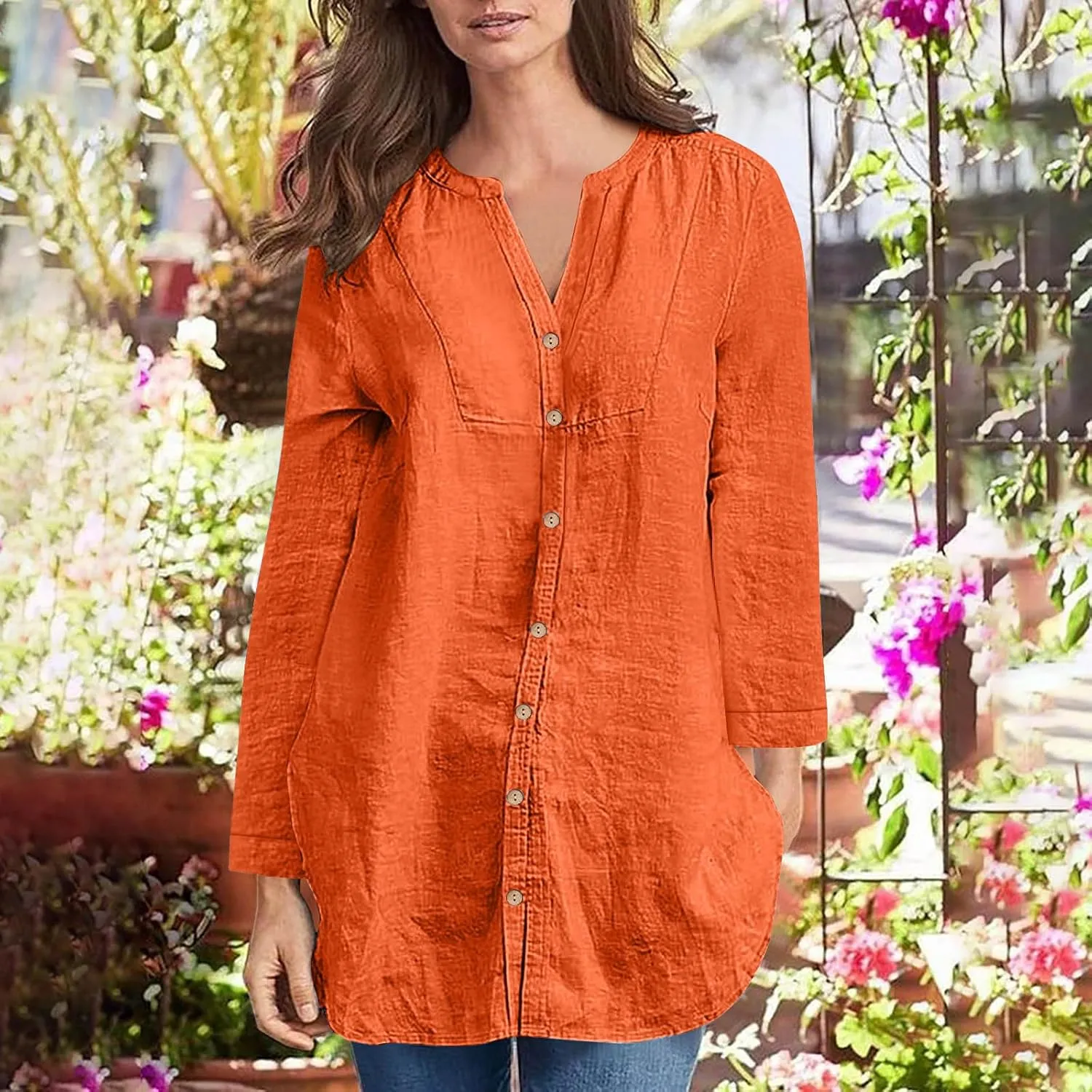 Women Cotton Linen Shirt Dressy Casual Button Down Tunic Dress Tops 2025 Summer Long Sleeve Beach Cover Up Tunic Tees