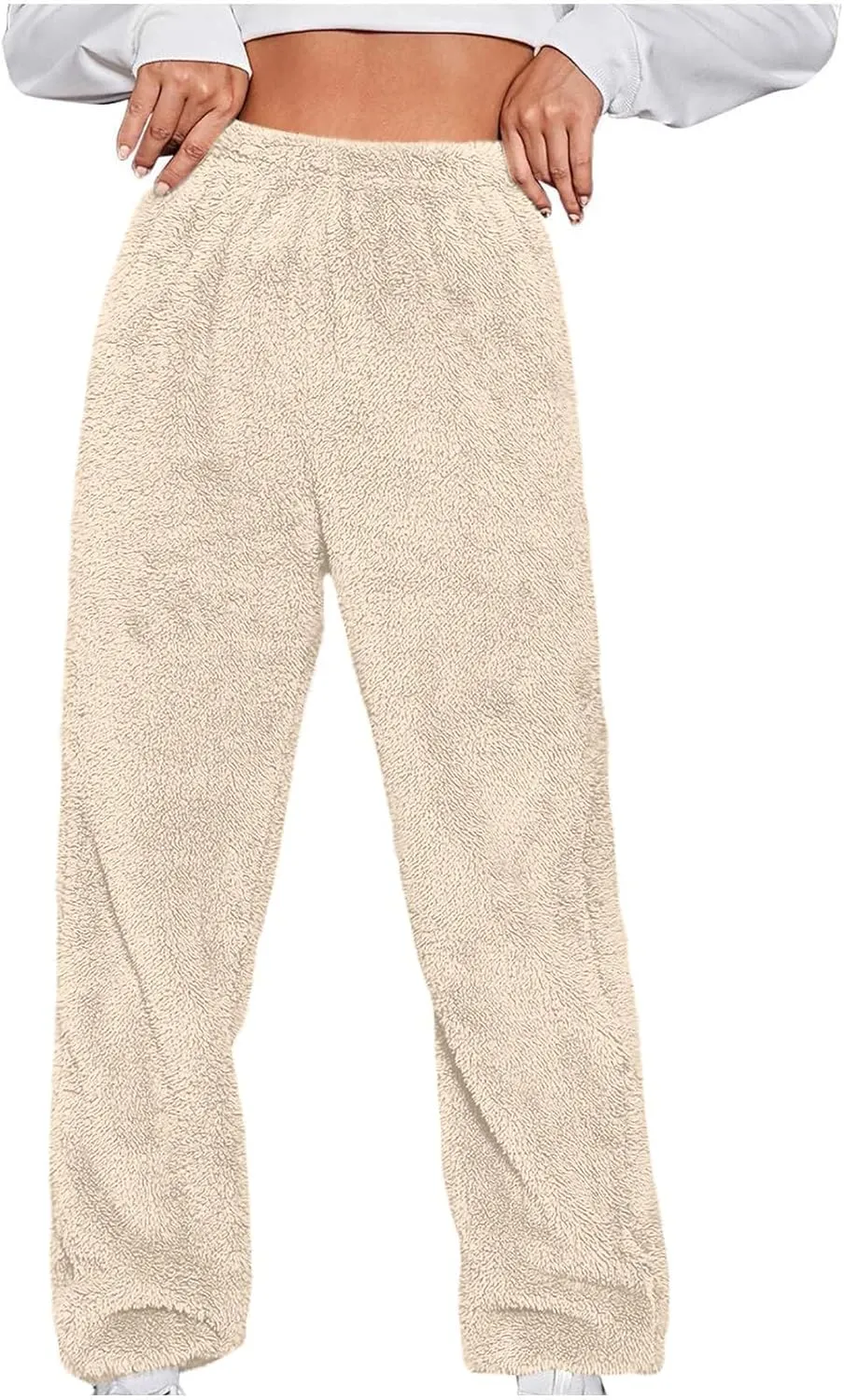Women Fleece Pajama Bottoms Comfy Warm Casual Lounge Pants Sleepwear Elastic Waist Fuzzy Loungewear Cozy Pj Trousers
