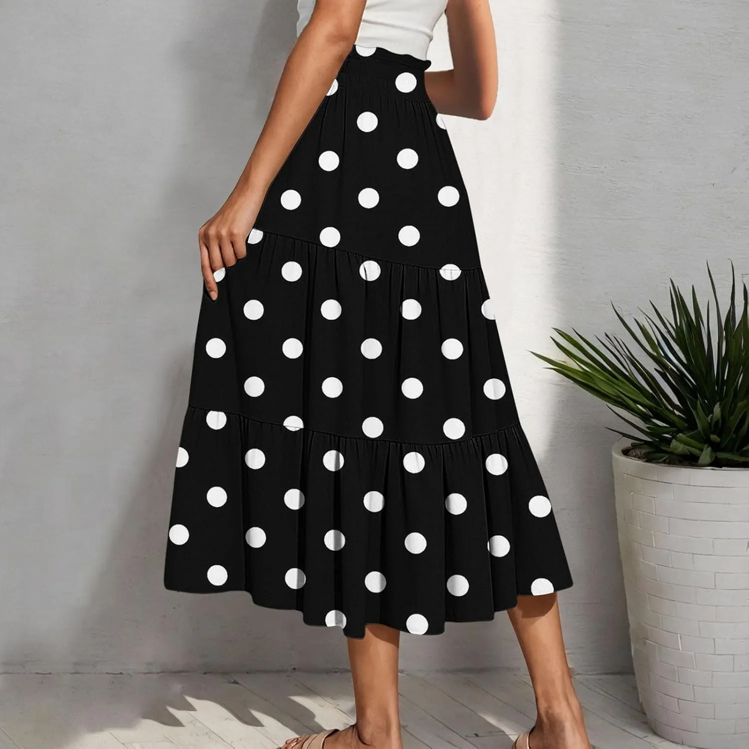 Women Floral Hawaiian Midi Skirts 2025 Summer Casual High Waist Pleated Half Dress Bohemian Skirt Beachwear