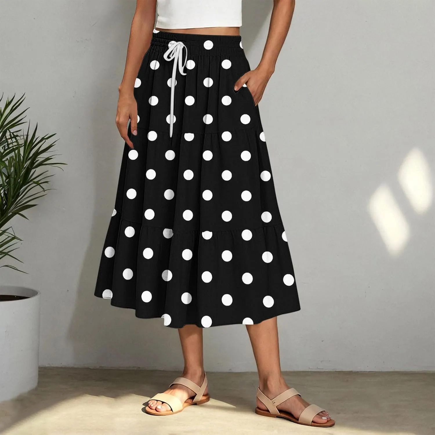 Women Floral Hawaiian Midi Skirts 2025 Summer Casual High Waist Pleated Half Dress Bohemian Skirt Beachwear