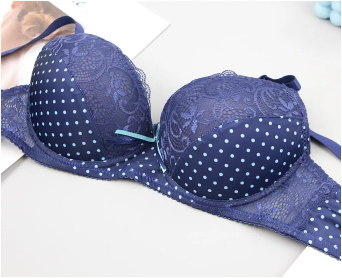 Women Lace Lingerie Sexy Bra and Panty Set Underwire Push Up Scallop Floral Lace Sheer Lingerie Set