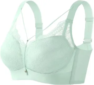 Women Lace Trimmed Push-up Daily Bra Embroidery Padded Underwire Bralette Soft Invisible Seamless Full Coverage Bra