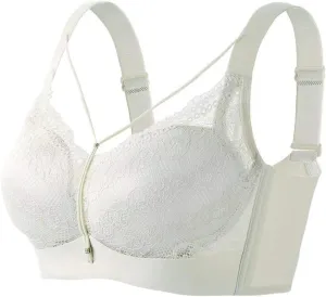 Women Lace Trimmed Push-up Daily Bra Embroidery Padded Underwire Bralette Soft Invisible Seamless Full Coverage Bra