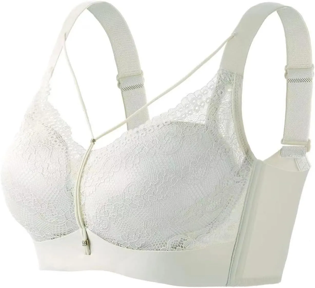 Women Lace Trimmed Push-up Daily Bra Embroidery Padded Underwire Bralette Soft Invisible Seamless Full Coverage Bra