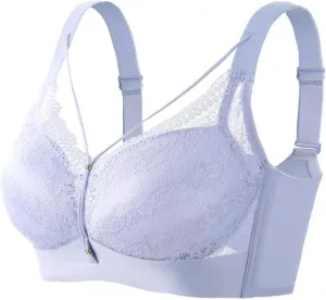Women Lace Trimmed Push-up Daily Bra Embroidery Padded Underwire Bralette Soft Invisible Seamless Full Coverage Bra