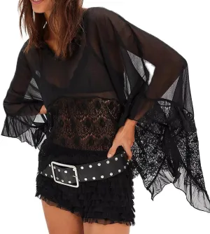 Women Low Cut Sweetheart-Neck Tie Front Top Balloon Long Sleeve Sheer Chiffon Blouse Flowy Boho Ruffle Babydoll Top