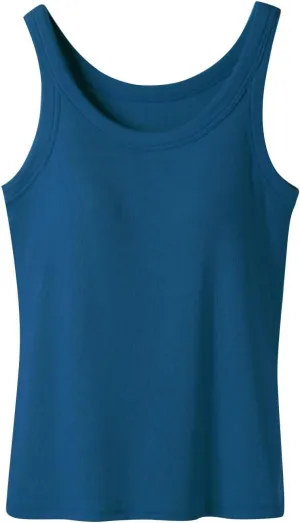 Women Ribbed Cotton Tank Tops Summer Bin in Bra Sleeveless Scoop Neck Undershirts Comfy Yoga Workout Crop Top Pjs