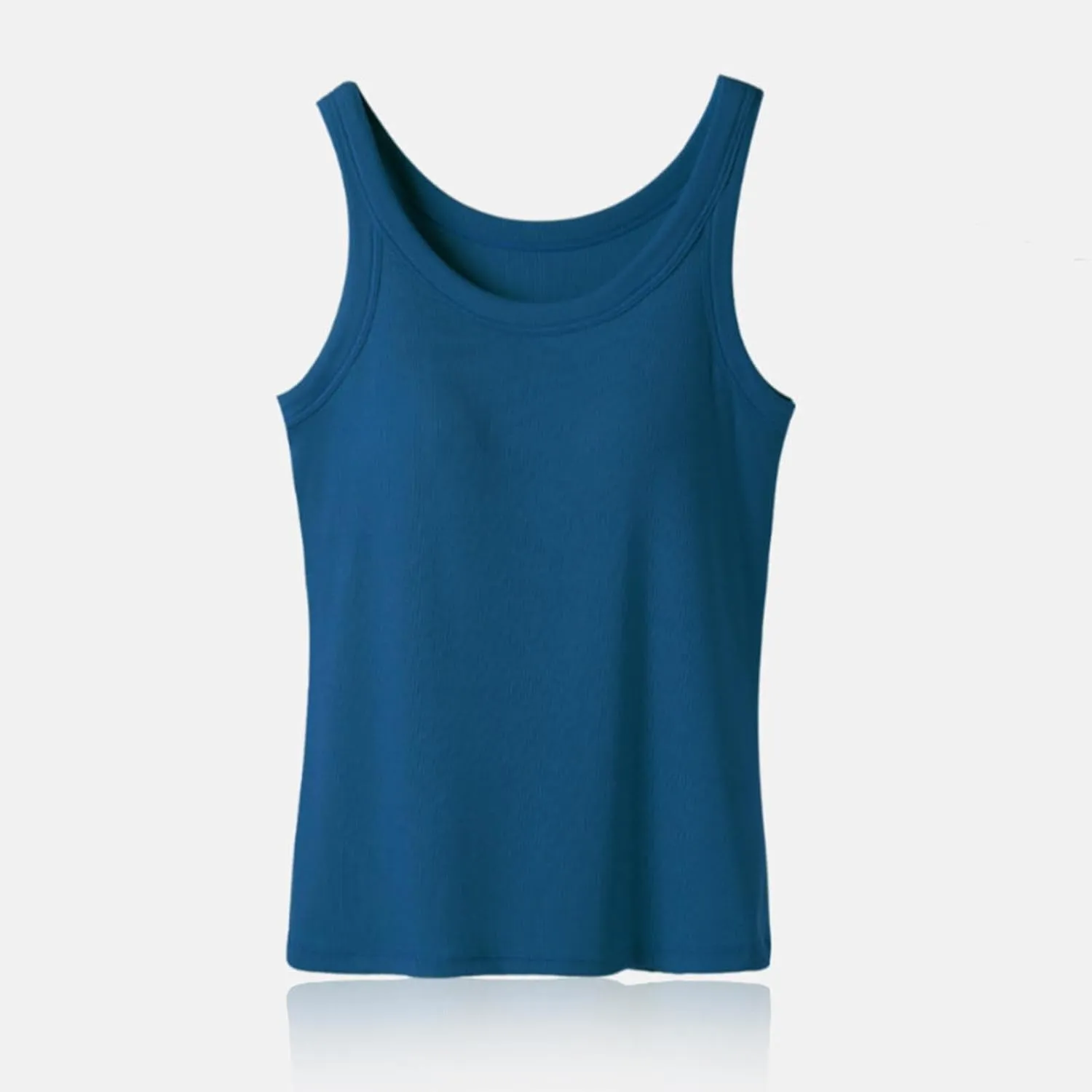Women Ribbed Cotton Tank Tops Summer Bin in Bra Sleeveless Scoop Neck Undershirts Comfy Yoga Workout Crop Top Pjs
