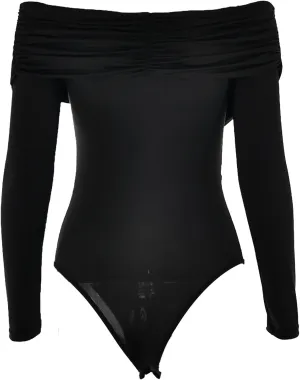 Women Sexy Dressy Bodysuit Summer Tummy Control Jumpsuit with V Neck Off Shoulder Slim Fit Long Sleeves Rompers