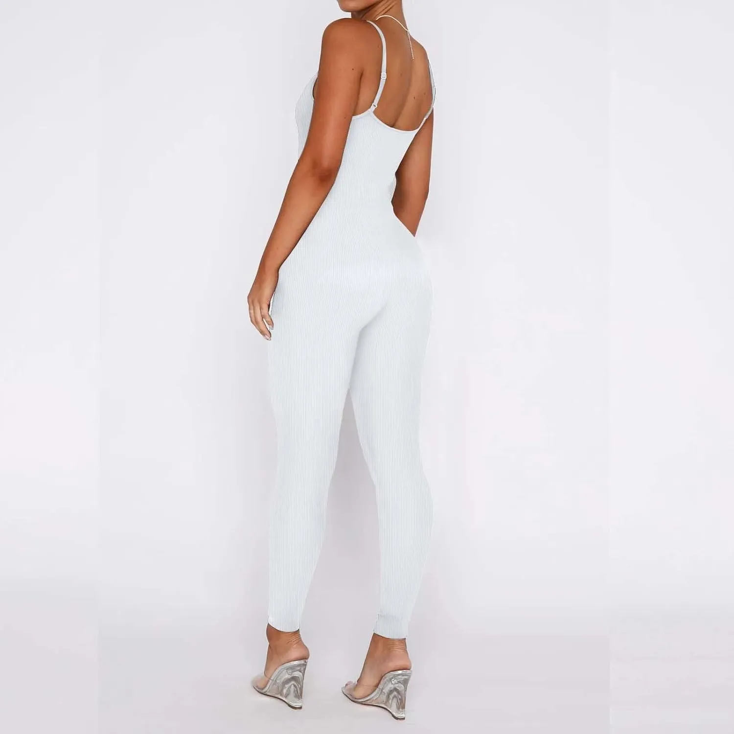 Women Spaghetti Strap Bodycon Tank One Piece Jumpsuits Rompers Catsuit Unitard Bodysuit