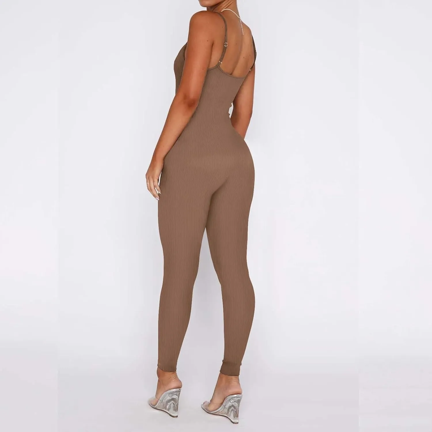 Women Spaghetti Strap Bodycon Tank One Piece Jumpsuits Rompers Catsuit Unitard Bodysuit