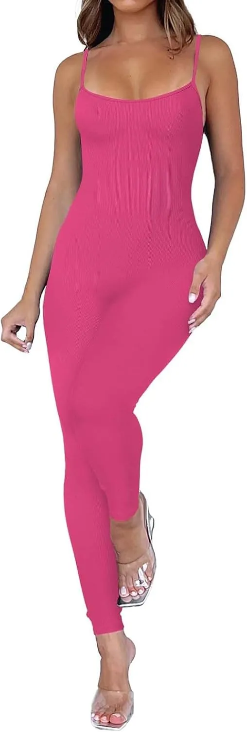 Women Spaghetti Strap Bodycon Tank One Piece Jumpsuits Rompers Catsuit Unitard Bodysuit