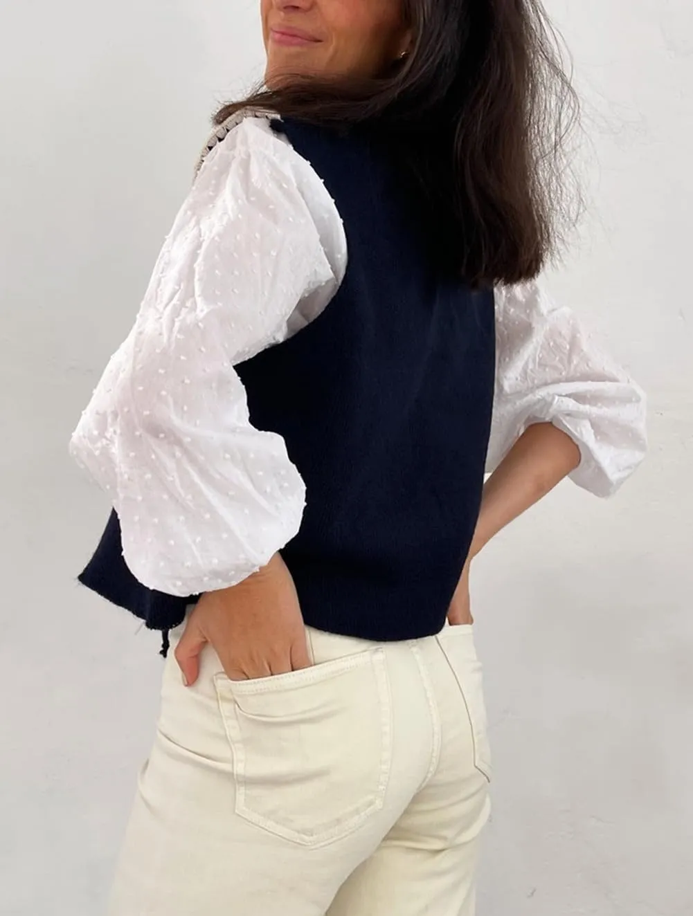 Women Tie Front Crochet Vest Sleeveless Sweater Tank Tops Open Front V Neck Knit Cardigan Going Out