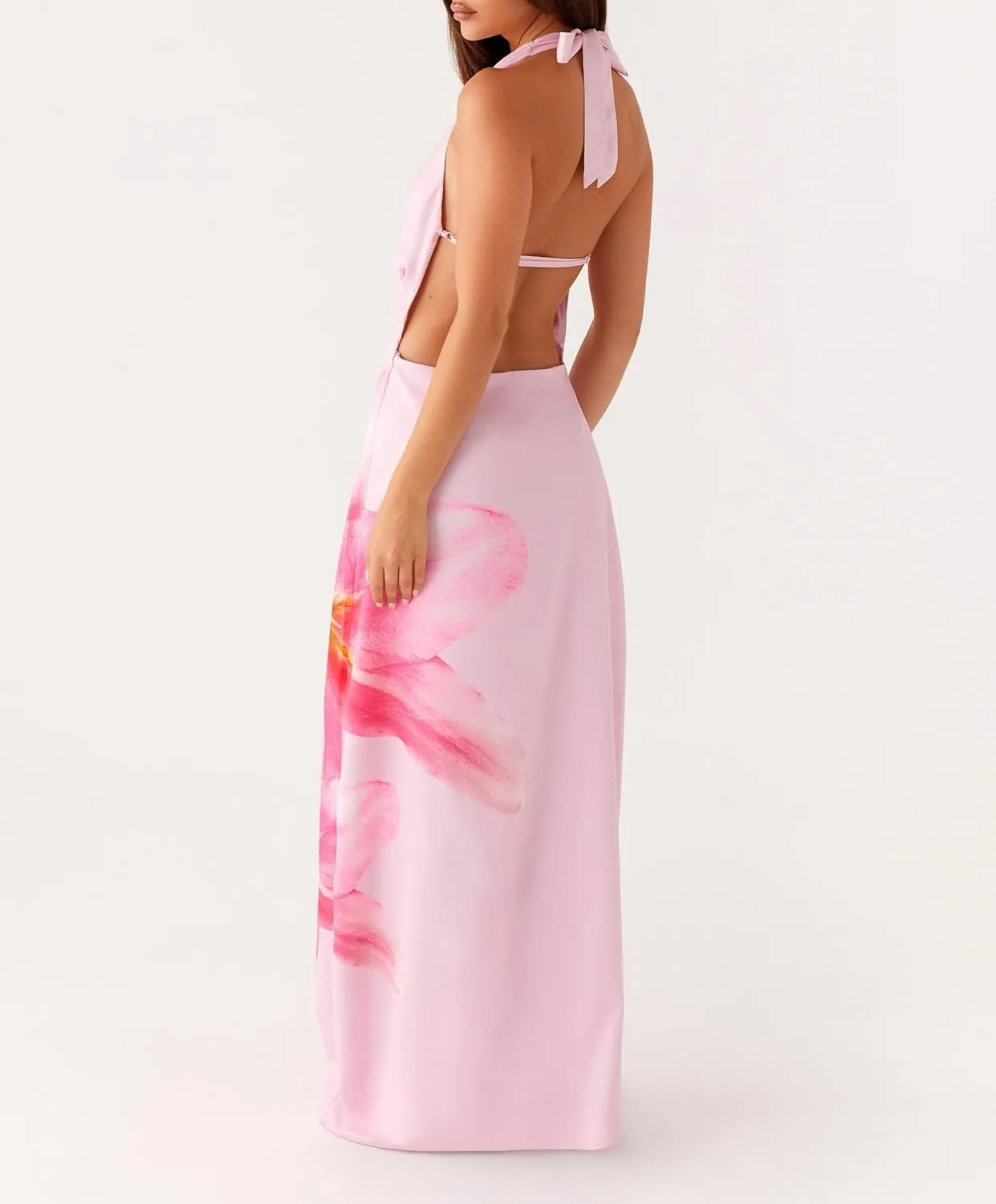 Women Y2K Floral Bodycon Maxi Dress Sleeveless Spaghetti Strap Low Cut Long Dress Boho Beachwear
