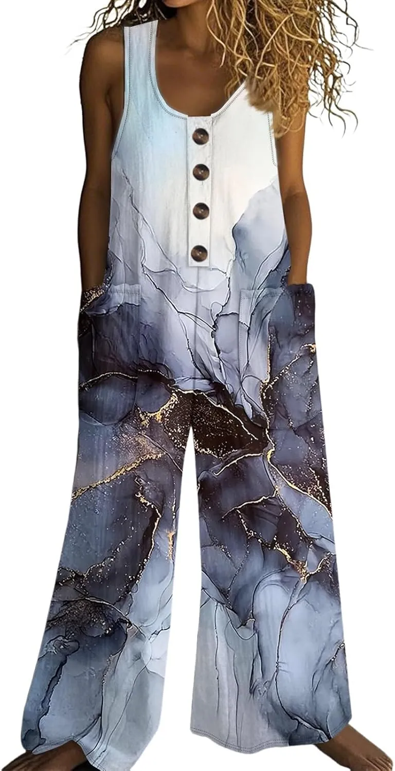 Womens 2025 Resort Wear Summer Adjustable Straps Jumpsuits Sleeveless Beach Overalls Sport Lounge Travel Outfits