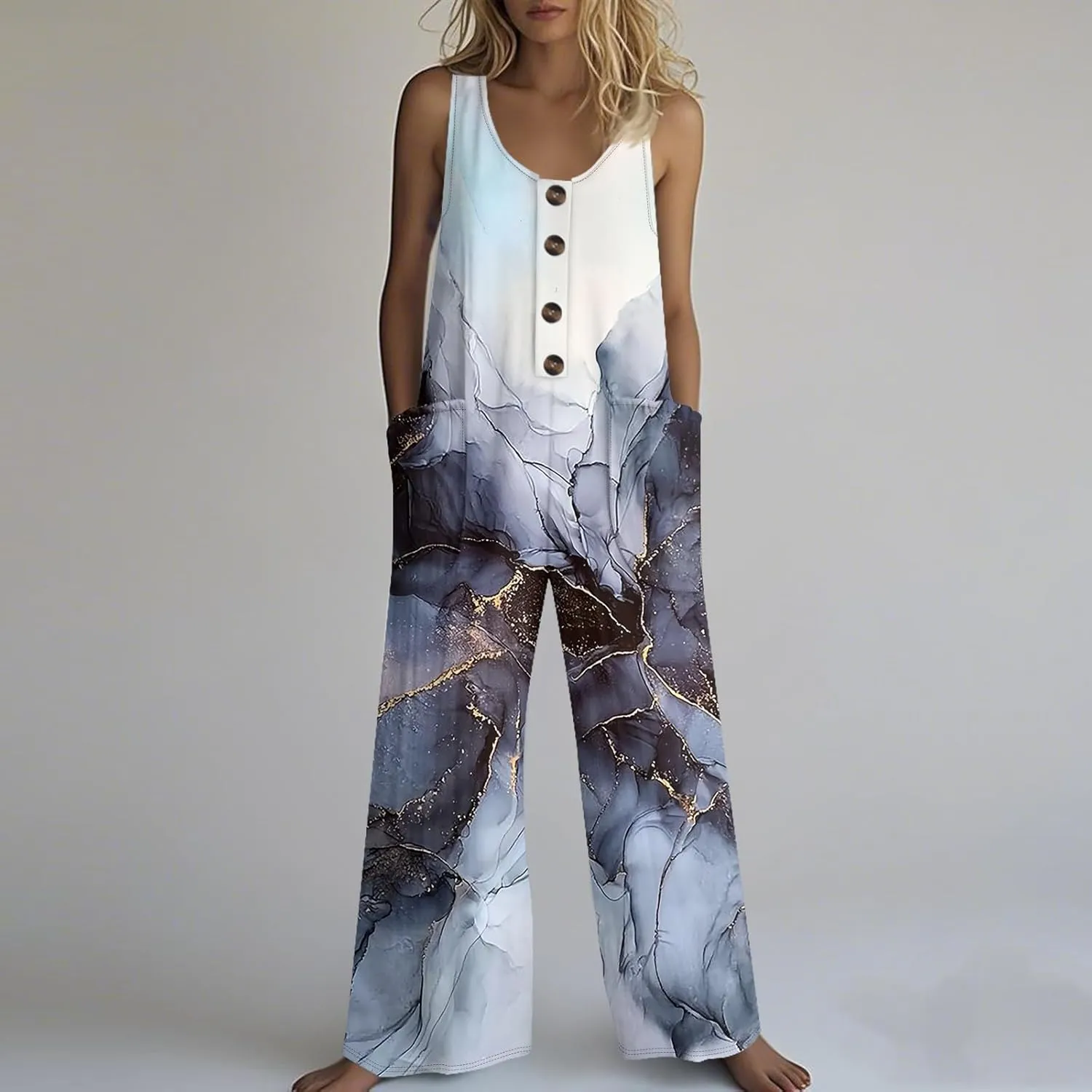 Womens 2025 Resort Wear Summer Adjustable Straps Jumpsuits Sleeveless Beach Overalls Sport Lounge Travel Outfits