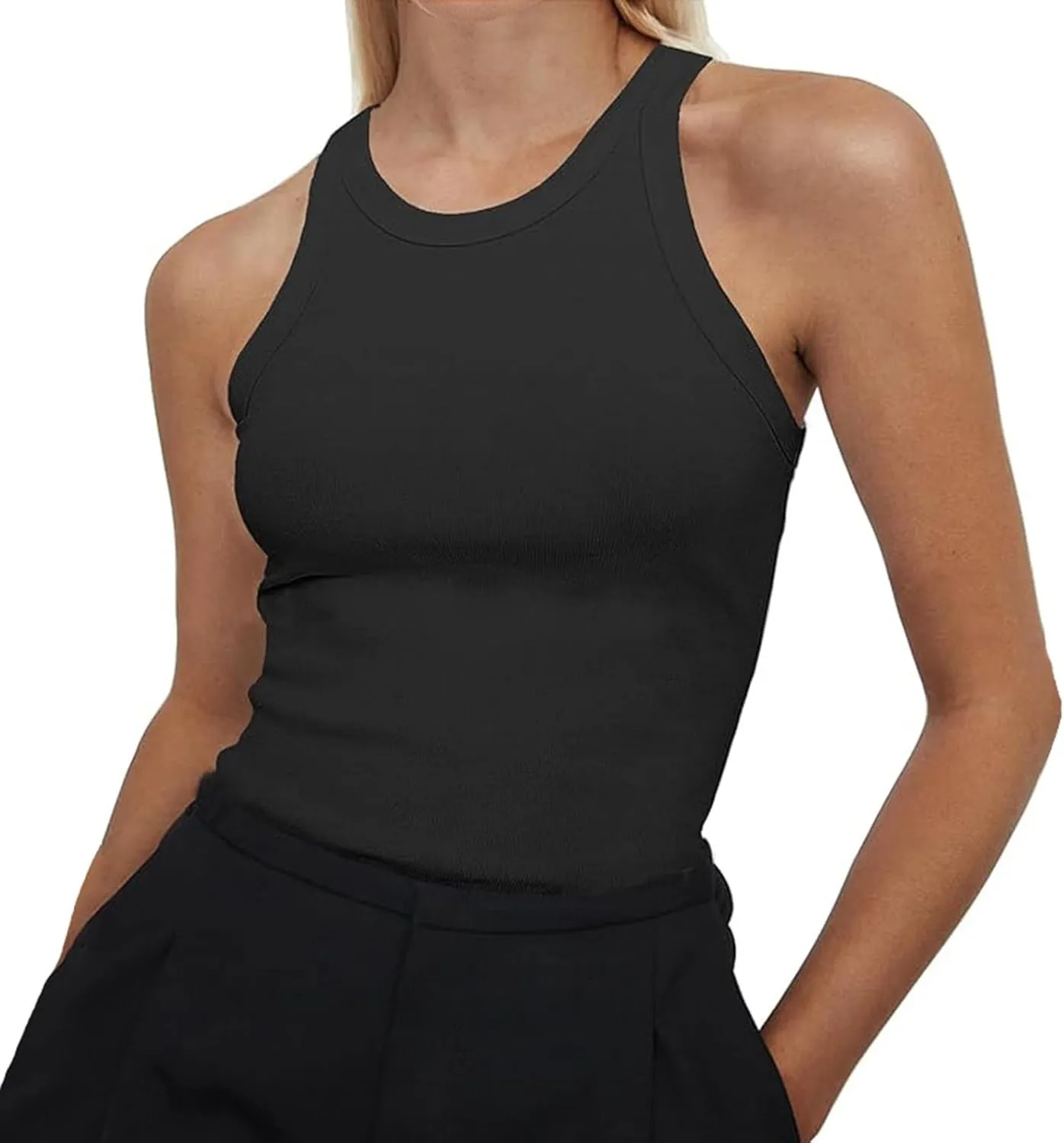 Womens 2025 Slim Fit Camisole Casual Breathable Crewneck Tank Tops Summer Basic Gym Sport Undershirts T-Shirts
