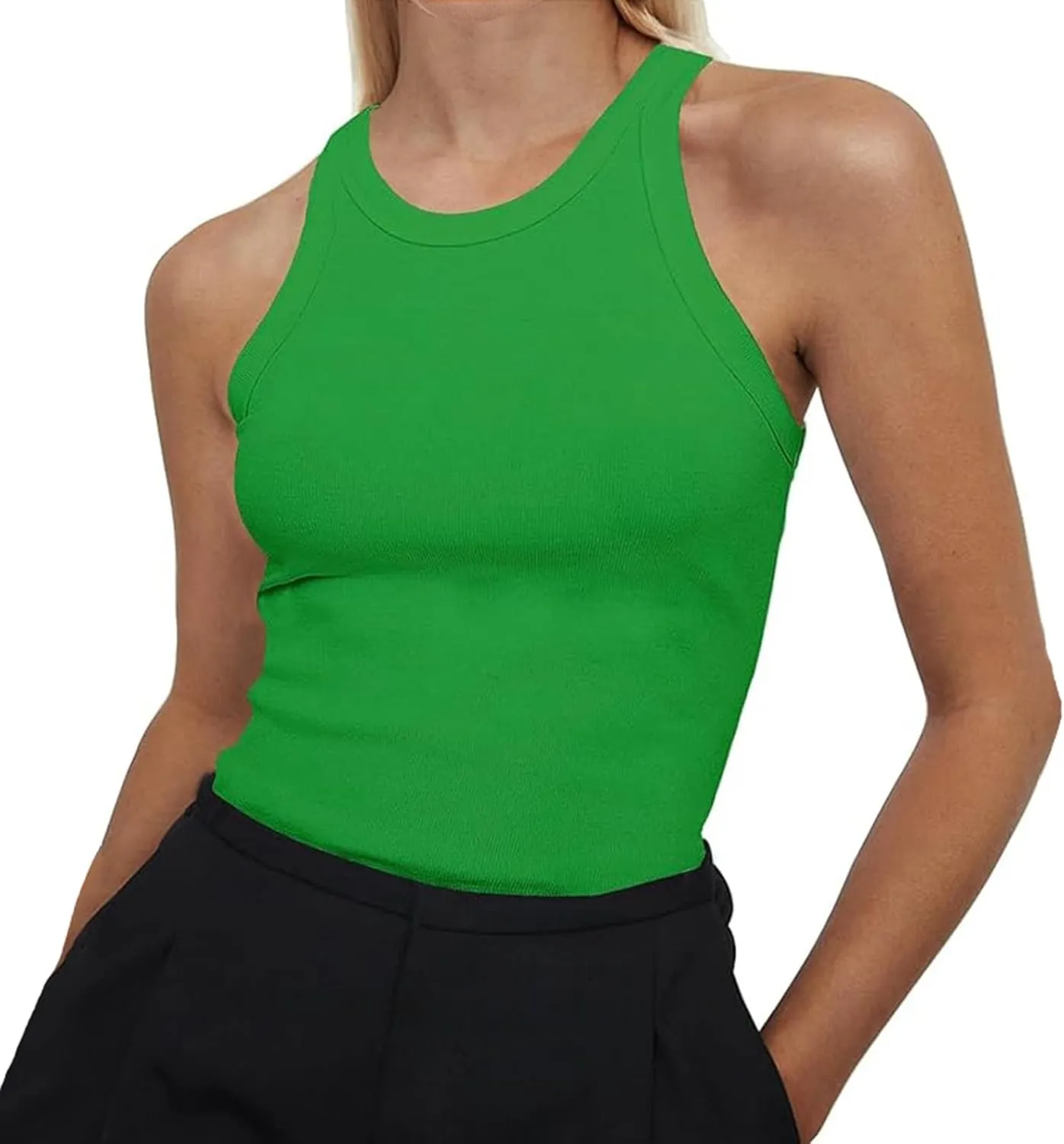 Womens 2025 Slim Fit Camisole Casual Breathable Crewneck Tank Tops Summer Basic Gym Sport Undershirts T-Shirts