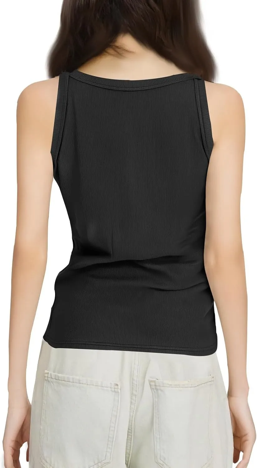 Womens 2025 Slim Fit Camisole Casual Breathable Crewneck Tank Tops Summer Basic Gym Sport Undershirts T-Shirts